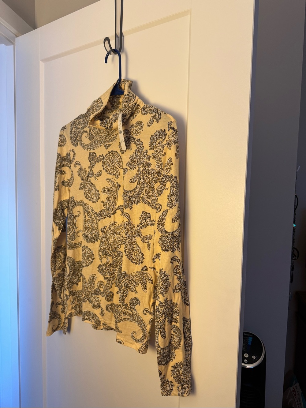 J. Crew Cream and Black Paisley Turtleneck